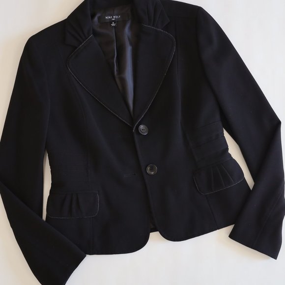 NINE WEST Size 2 Black Suit Jacket Blazer Career Interview - Picture 9 of 11